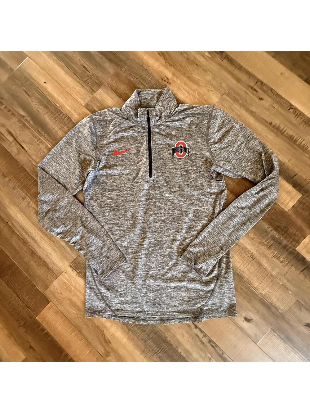 Ohio State Buckeyes Sweater Womens Small Grey Pullover Nike Dri Fit 1/4 Zip